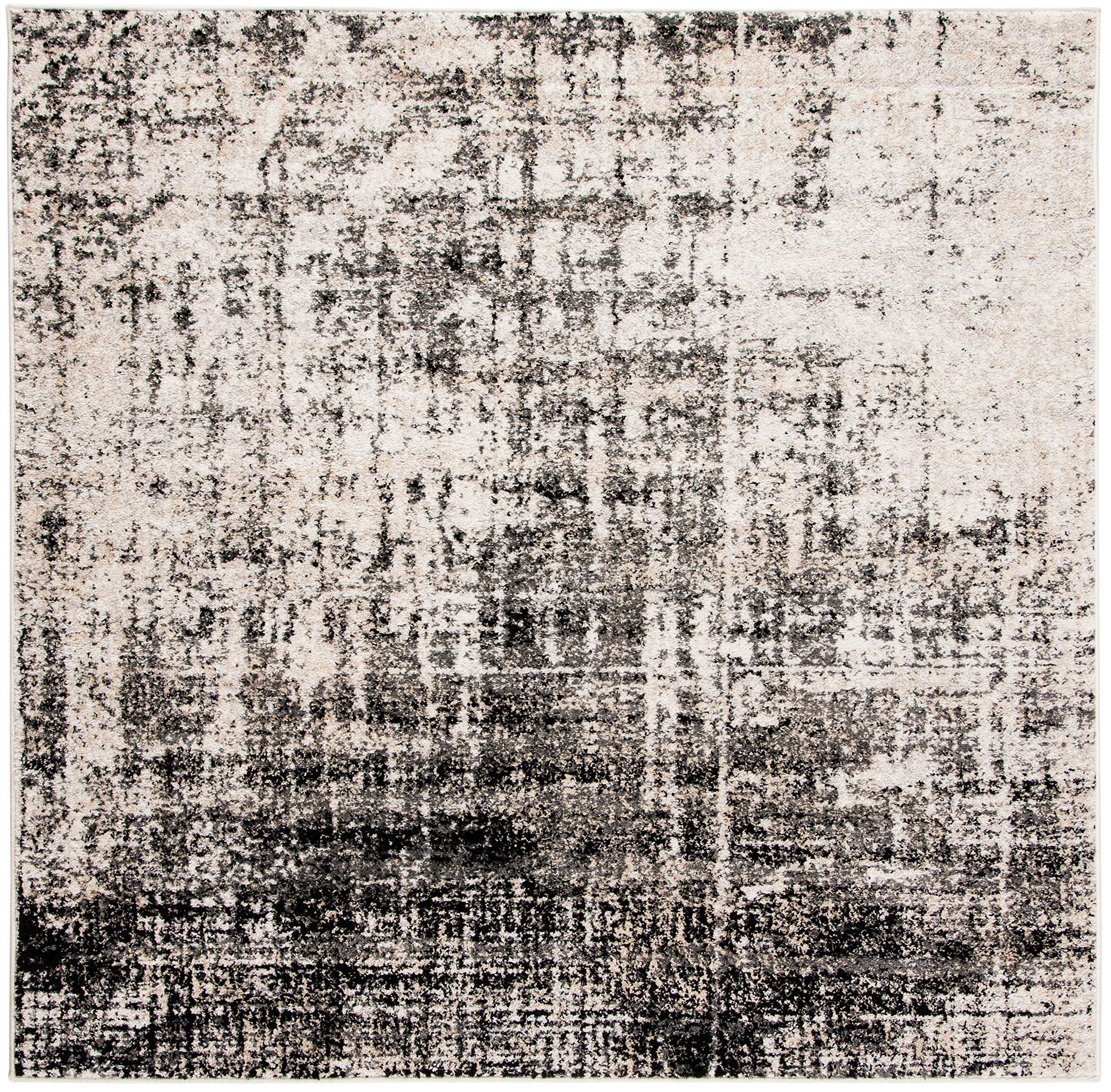 Safavieh Adirondack Collection 4' Square Silver / Black Adr207D Modern Abstract Non-Shedding Living Room Bedroom Accent Rug